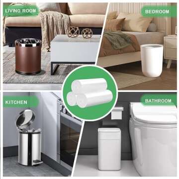 Small Trash Bags 2.6 Gallon-108 Count Leakage-Proof Strong, Small Mini Garbage Bags for Bathroom, Bedroom, Office, White Small Trash Can Liners