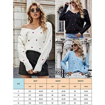 ECOWISH Women Valentine's Heart Sweater for All Occasions