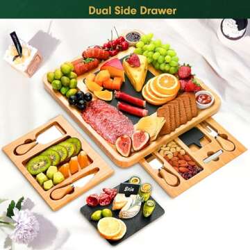 Easoger Large Charcuterie Board with Drawers and Accessories
