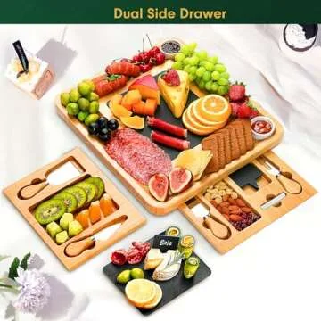 Easoger Large Charcuterie Board with Drawers and Accessories