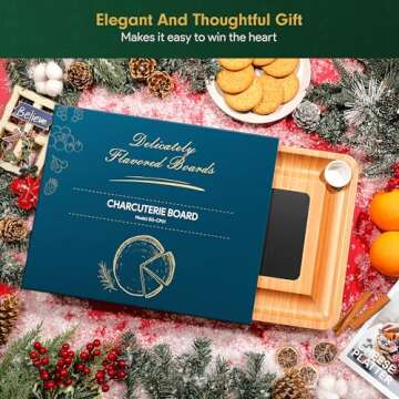 Easoger Large Charcuterie Board with Drawers and Accessories