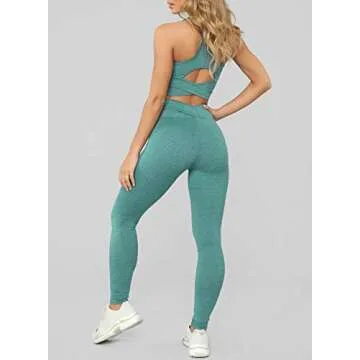 Ecrocoo Women's Workout Sets | High Waist Leggings & Crop Top
