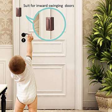 Door Security Lock,2 Pack Child Proof Brown Door Lock,Home Security Lock for Inward Swinging Door Latch Double Safety Security Protection for Your Home