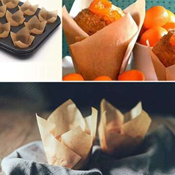 ATPWONZ Tulip Cupcake Liners for Baking and Parties
