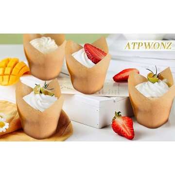 ATPWONZ Tulip Cupcake Liners for Baking and Parties