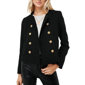 Kedera Womens Cropped Tweed Blazer Jackets Long Sleeve Open Front Blazer for Work Casual Business Ou...