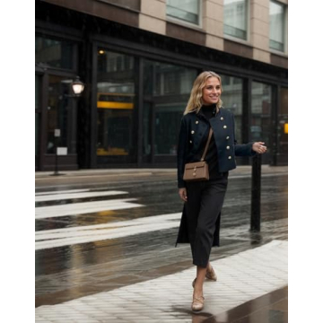 Kedera Womens Cropped Tweed Blazer Jackets Long Sleeve Open Front Blazer for Work Casual Business Outfits Black