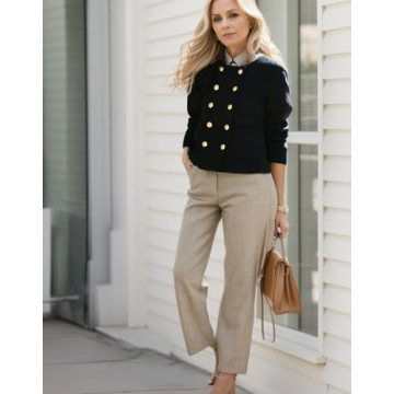 Kedera Womens Cropped Tweed Blazer Jackets Long Sleeve Open Front Blazer for Work Casual Business Outfits Black