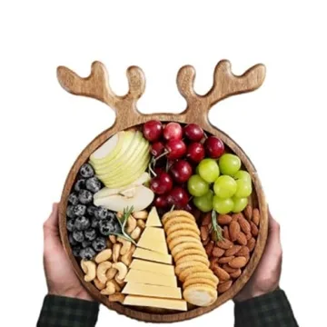 XANHOY Deer Antler Wood Serving Tray for All Occasions