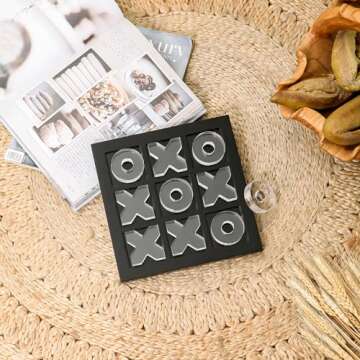 NIKKY HOME Acrylic Tic Tac Toe Wood Board Game Classic Coffee Table Decor Decorative Wooden Travel G...