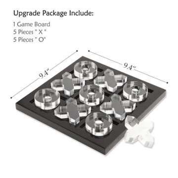 NIKKY HOME Acrylic Tic Tac Toe Wood Board Game Classic Coffee Table Decor Decorative Wooden Travel Game for Family, Black