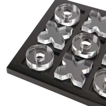 NIKKY HOME Acrylic Tic Tac Toe Wood Board Game Classic Coffee Table Decor Decorative Wooden Travel Game for Family, Black