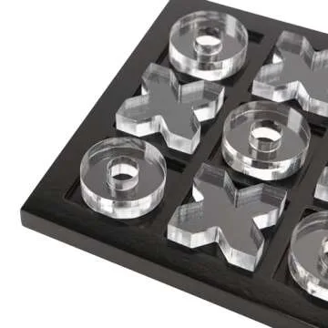 NIKKY HOME Acrylic Tic Tac Toe Wood Board Game Classic Coffee Table Decor Decorative Wooden Travel Game for Family, Black