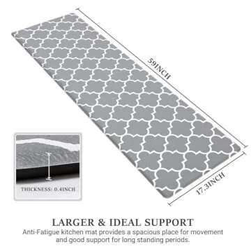 WISELIFE Kitchen Mat, Cushioned Anti-Fatigue 17.3"x 59" Waterproof Non-Slip Heavy Duty Ergonomic Com...