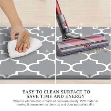 WISELIFE Kitchen Mat, Cushioned Anti-Fatigue 17.3"x 59" Waterproof Non-Slip Heavy Duty Ergonomic Comfort Rugs for Floor Home, Office, Sink, Laundry, Grey