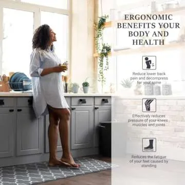 WISELIFE Kitchen Mat, Cushioned Anti-Fatigue 17.3"x 59" Waterproof Non-Slip Heavy Duty Ergonomic Comfort Rugs for Floor Home, Office, Sink, Laundry, Grey