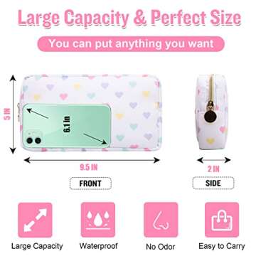 Nylon Small Makeup Bag for Purse, Cute Makeup Bag Preppy Cosmetic Zipper Pouch Purse, Waterproof Por...
