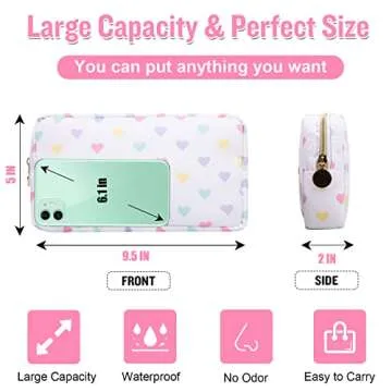 Nylon Small Makeup Bag for Purse, Cute Makeup Bag Preppy Cosmetic Zipper Pouch Purse, Waterproof Por...