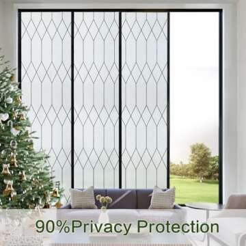 Windimiley Window Privacy Film Stained Glass Frosted Glass Window Clings Moroccan Lattice Decorative...