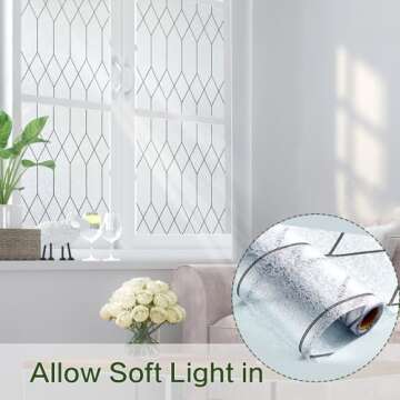 Windimiley Window Privacy Film Stained Glass Frosted Glass Window Clings Moroccan Lattice Decorative Bathroom Door Coverings UV Sun Blocking Heat Control Removable Home Window Tint,23.6 X 78.6 in