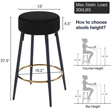 Stylish Fefances Black Bar Stools Set for Home Use