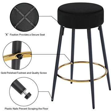 Stylish Fefances Black Bar Stools Set for Home Use