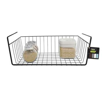 Smart Design Undershelf Storage Basket - Medium - Snug Fit Arms - Steel Metal Wire - Rust Resistant ...