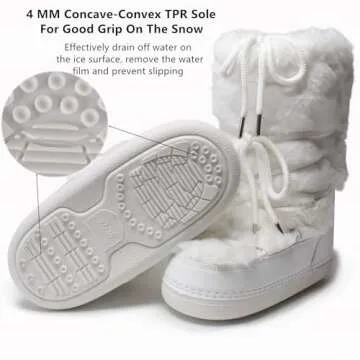 ZHENAIYISHENG Faux Fur Boots for Women - Fuzzy Fluffy Furry Water Resistant Snow Boots for Women - Anti-Slip with Cotton Sponge Lined and TPR Rubber Sole Black White Fur Boots (whitee 5)