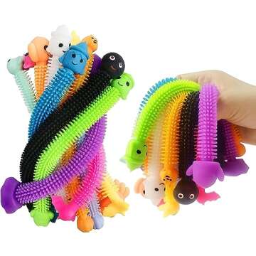 Cherislpy 5.5" Halloween Cauldron with 20 Pcs Stretchy Strings Stress Relief Toys