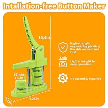 MK.Bear Button Maker Machine 32mm for Creative DIY Crafts with 500 Parts & 100 Pictures