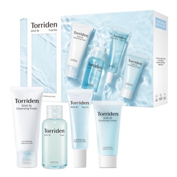 Torriden DIVE IN Trial Kit | Hyaluronic Acid Infused Daily Skincare Kit - 4 Step Regimen with Foam C...