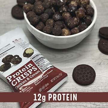 Shrewd Food Protein Puffs - Sweet and Crispy Dessert Puffs, Low Carb High Protein Cereal Snack, Peanut Free, Gluten Free, 12g Protein - Caramel Apple Pie & Cookies and Cream, 0.74 Oz (Pack of 8)