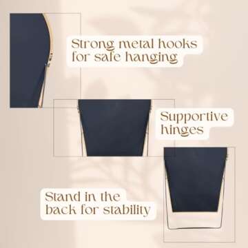 LAY Look at You Oversized Arched Mirror 70x39 - Gold Thin Frame, Explosion-Proof Glass, Full-Length