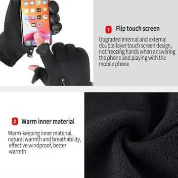 Bakovity Cold Weather Gloves,Winter Gloves to Keep Warm,Running,Cycling,Driving,Hiking,Fishing,Windproof,Non-Slip,Finger Touch Screen,Warm Men and Women Gifts(M)