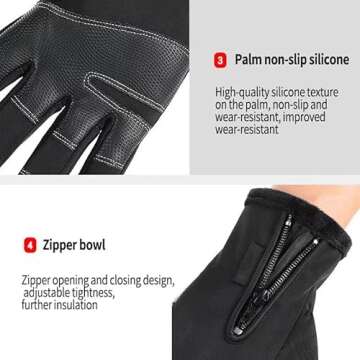 Bakovity Cold Weather Gloves,Winter Gloves to Keep Warm,Running,Cycling,Driving,Hiking,Fishing,Windproof,Non-Slip,Finger Touch Screen,Warm Men and Women Gifts(M)
