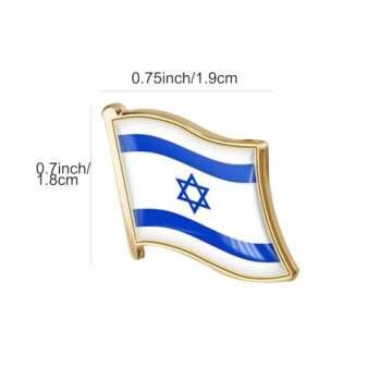 Israel Flag Lapel Pins, Mini Small Metal National Israeli Crossed Pride Lapel Pin Badge Tie Tack Set for Backpack Clothes Hat - Flag