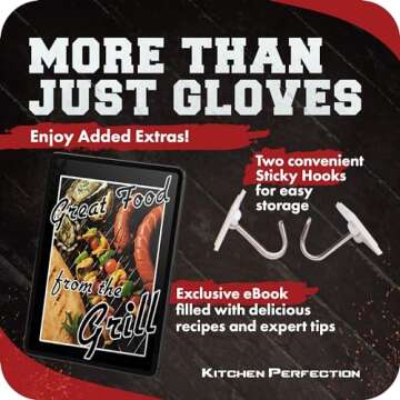 KITCHEN PERFECTION Silicone Smoker Oven Gloves - Extreme Heat Resistant BBQ Gloves - Handle Hot Food...