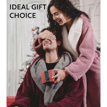 DAVID ARCHY Men's Soft Plush Fleece Robe Full Length Hooded Long Bathrobe for Men with Hood (L, Dark Gray- Shu Velveteen)