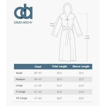 DAVID ARCHY Men's Soft Plush Fleece Robe Full Length Hooded Long Bathrobe for Men with Hood (L, Dark Gray- Shu Velveteen)