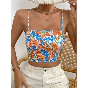 Stylish Verdusa Floral Print Tie Back Cami Top for Women