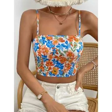 Stylish Verdusa Floral Print Tie Back Cami Top for Women