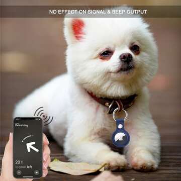 ONEJIE 4 Pack Airtag Leather Keychain, Durable & Shock-Resistant Protective Case for Apple Airtags, Airtag Holder with Key Ring for Pet Collar, Bag, Keys