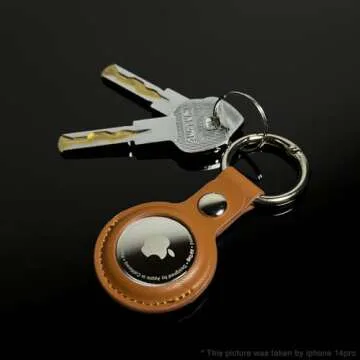 ONEJIE 4 Pack Airtag Leather Keychain, Durable & Shock-Resistant Protective Case for Apple Airtags, Airtag Holder with Key Ring for Pet Collar, Bag, Keys