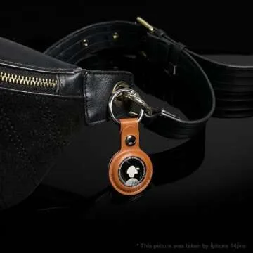 ONEJIE 4 Pack Airtag Leather Keychain, Durable & Shock-Resistant Protective Case for Apple Airtags, Airtag Holder with Key Ring for Pet Collar, Bag, Keys