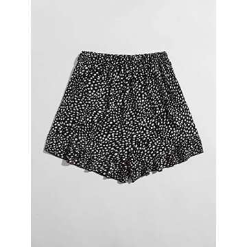 MakeMeChic Women's Boho Floral Print Elastic Waist Ruffle Wrap Tie Skorts Skirt Skorts