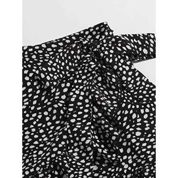 MakeMeChic Women's Boho Floral Print Elastic Waist Ruffle Wrap Tie Skorts Skirt Skorts