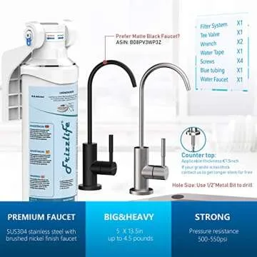 Frizzlife Under Sink Water Filter - NSF Certified | 0.5 Micron Removal