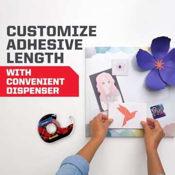 Scotch-Mount Removable Poster Tape, 3/4" x 150" (12.5 ft), Clear, Comes with Convenient Dispenser, Double-Sided Adhesive Bonds on Contact, Mounts Posters, Photos, Cards & Other Items (109S)