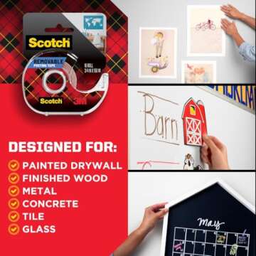 Scotch-Mount Removable Poster Tape, 3/4" x 150" (12.5 ft), Clear, Comes with Convenient Dispenser, Double-Sided Adhesive Bonds on Contact, Mounts Posters, Photos, Cards & Other Items (109S)