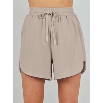 ANRABESS Two Piece Sets for Women Summer Half Zip Short Set Sweatsuit 2 Piece Outfits Sweat Lounge Sets Tracksuit khaki Large